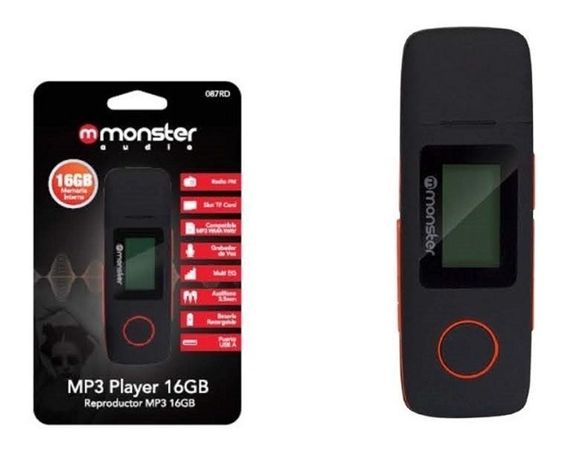 REPRODUCTOR MP3 16GB RADIO FM MONSTER CON GRABADOR DE VOZ - 2