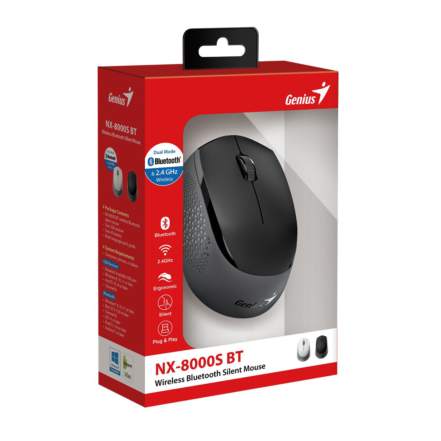 MOUSE BLUETOOTH Y 2.4 GHZ NX-8000 NEGRO SILENCIOSO GENIUS - 1