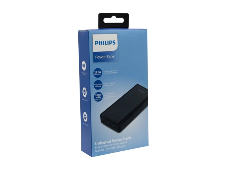 POWERBANK PHILIPS 20000 MAH MODELO DLP1720CB COLOR NEGRO - 1