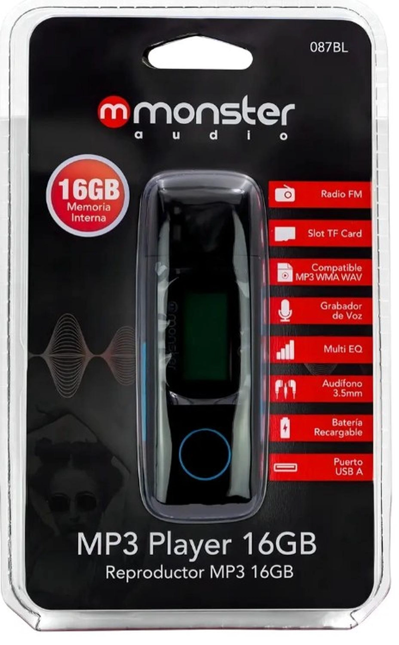 REPRODUCTOR MP3 16 GB MONSTER AZUL - 1