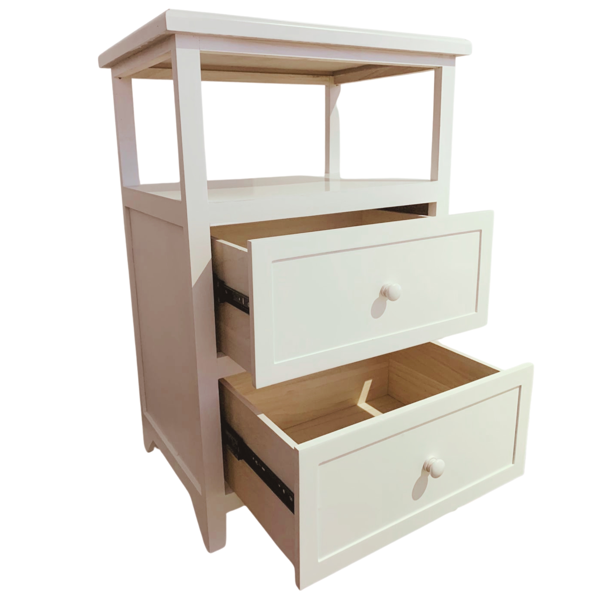 VELADOR DORMITORIO PALLAVICINI 2 CAJONES EN COLOR BLANCO - 2