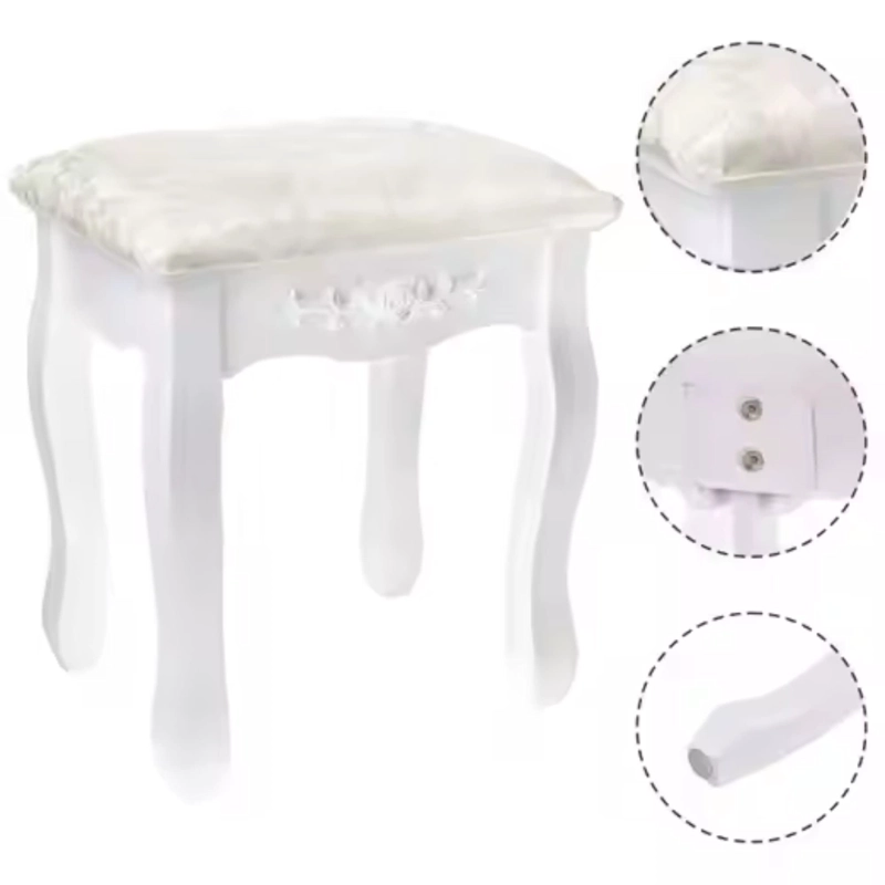 TABURETE DE TOCADOR MADERA EN COLOR BLANCO ROSE ANGELA - 2
