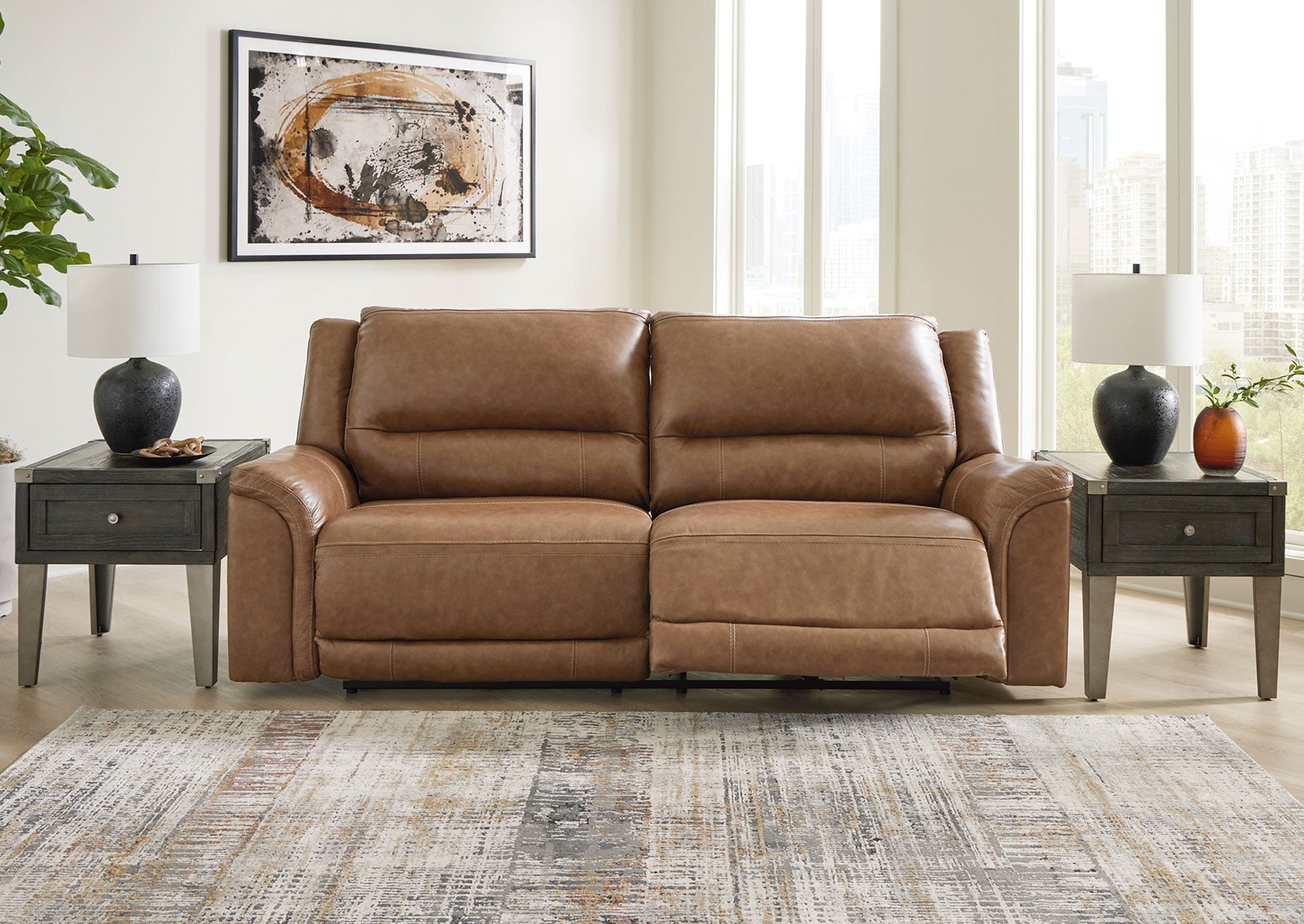 SOFA CUERO RECLINABLE 3 CUERPOS TRASIMENO - 2