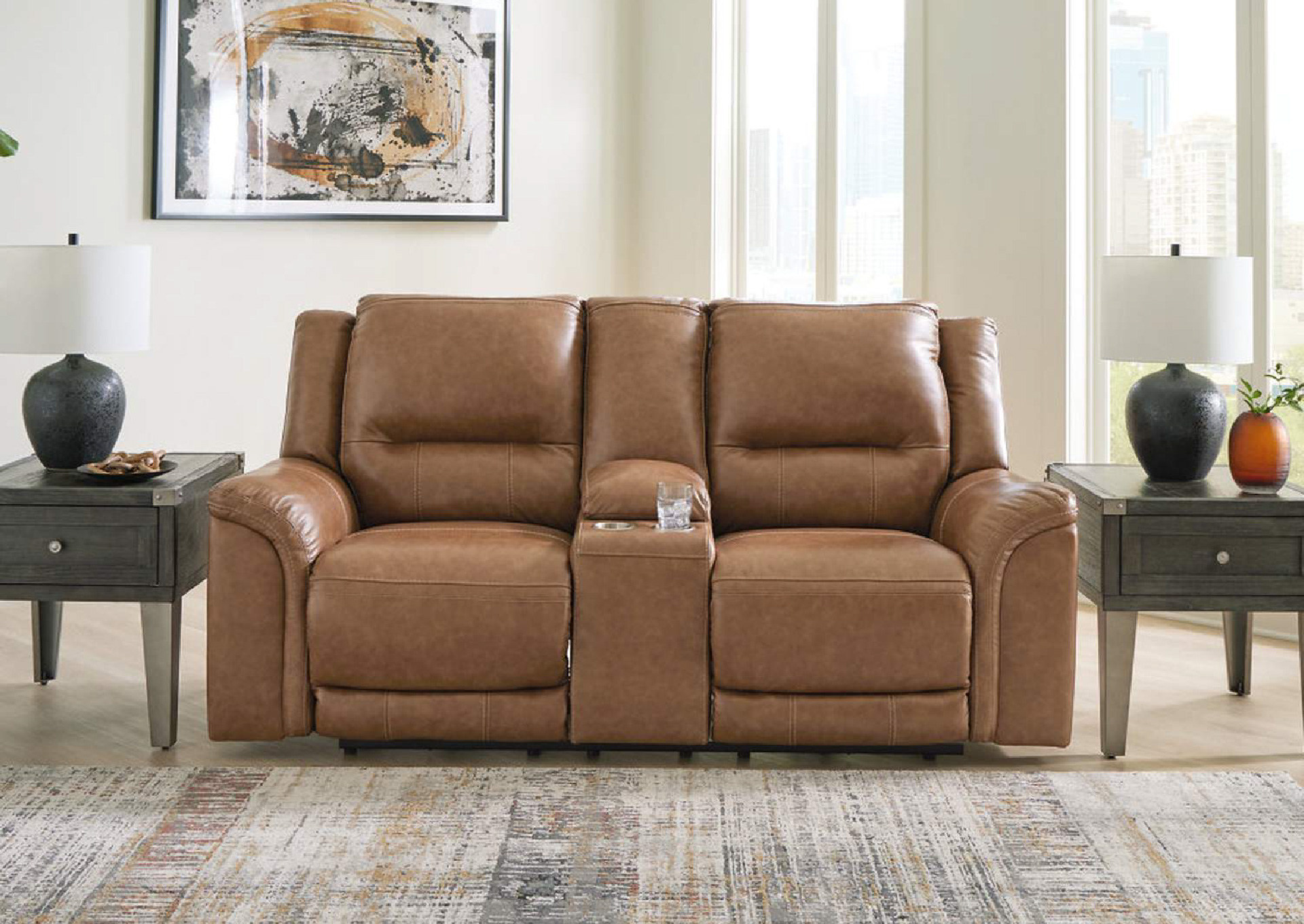 SOFA CUERO RECLINABLE 2 CUERPOS TRASIMENO - 2
