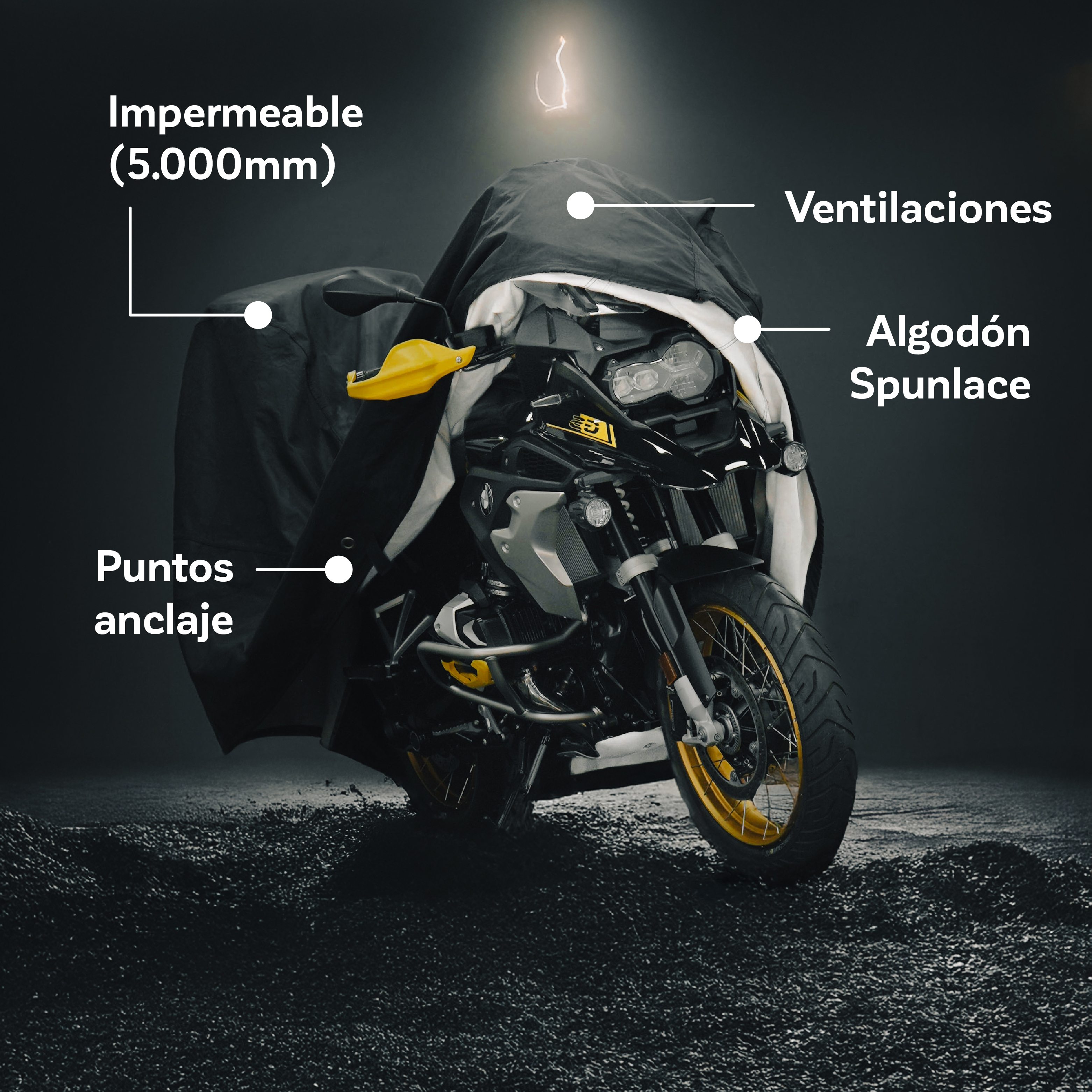 COBERTOR FUNDA MOTO WAGEN COVERS IMPERMEABLE CALCE PERFECTO TALLA XL SIN TOP CASE HASTA 265CM LARGO - 5