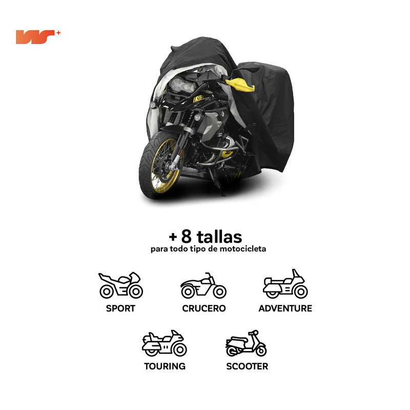 COBERTOR FUNDA MOTO WAGEN COVERS IMPERMEABLE CALCE PERFECTO TALLA S SIN TOP CASE HASTA 213CM LARGO - 6