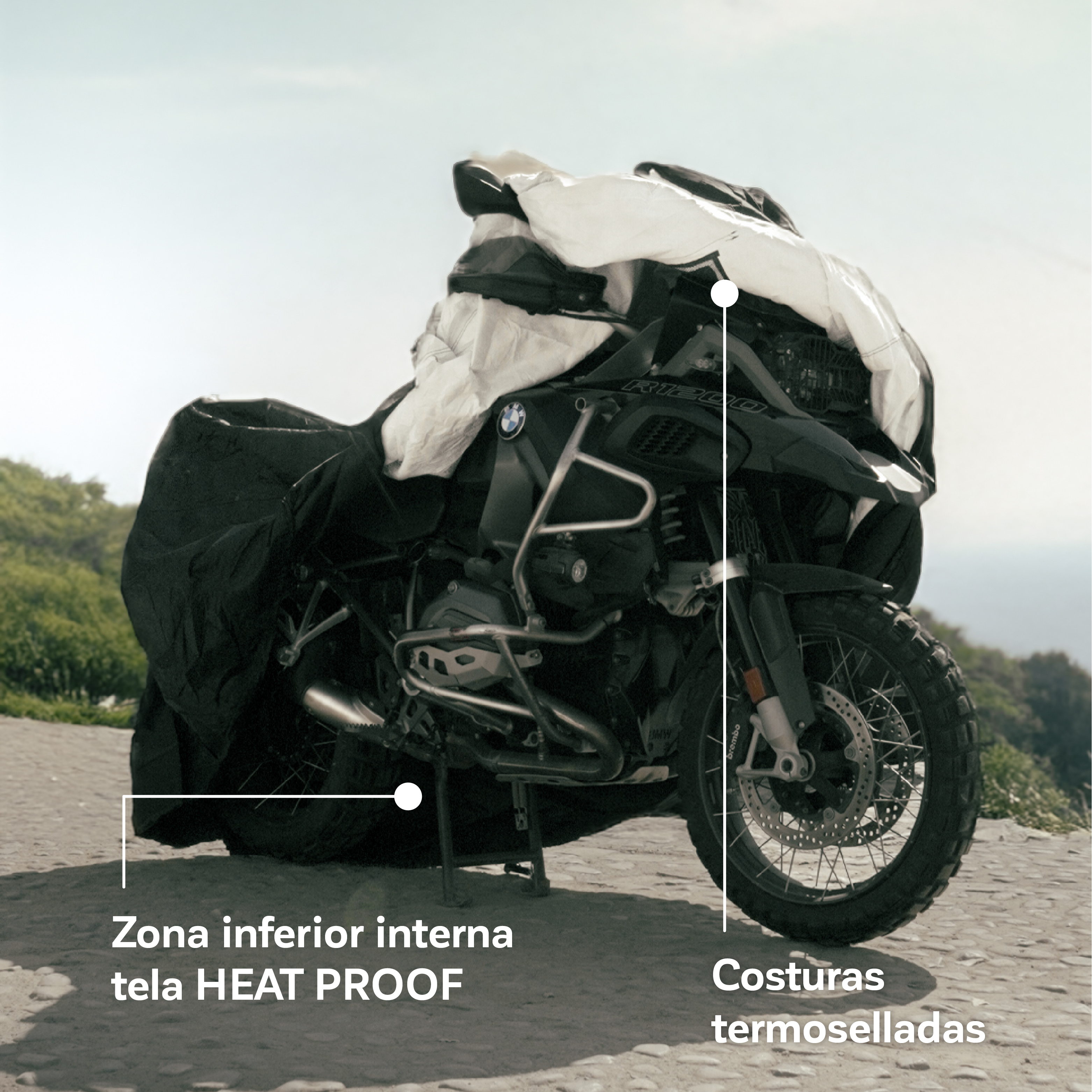 COBERTOR FUNDA MOTO WAGEN COVERS IMPERMEABLE CALCE PERFECTO TALLA L SIN TOP CASE HASTA 240CM LARGO - 3