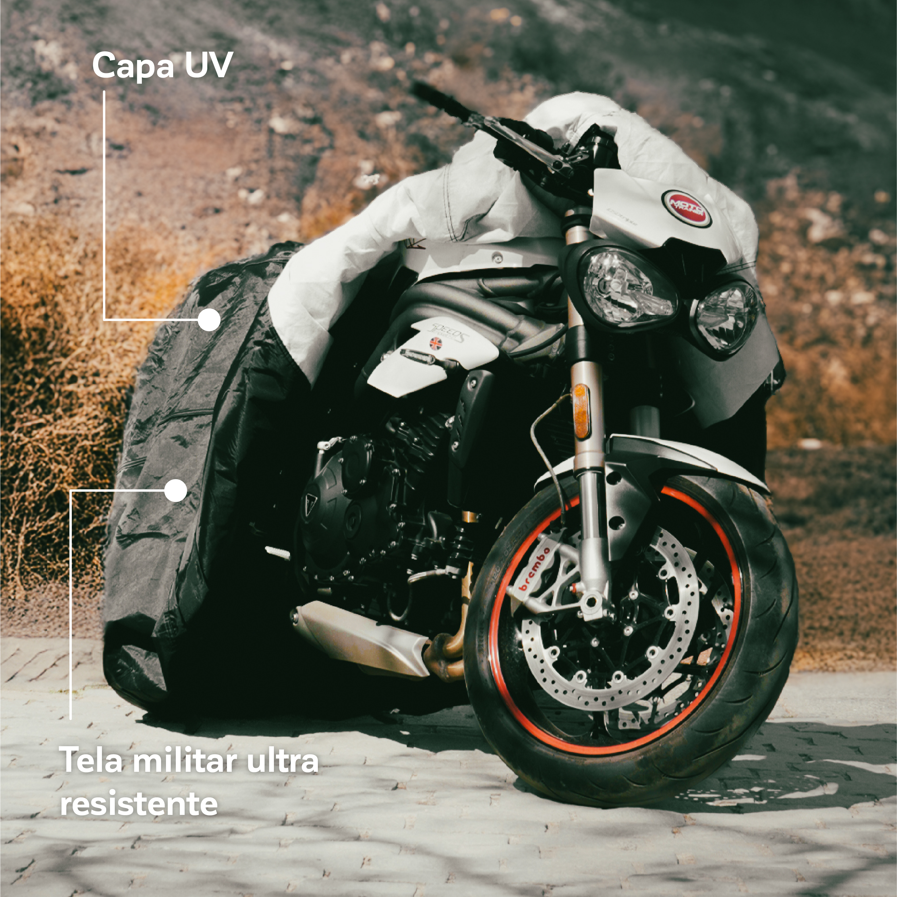 COBERTOR FUNDA MOTO WAGEN COVERS IMPERMEABLE CALCE PERFECTO TALLA M SIN TOP CASE HASTA 235CM LARGO - 4