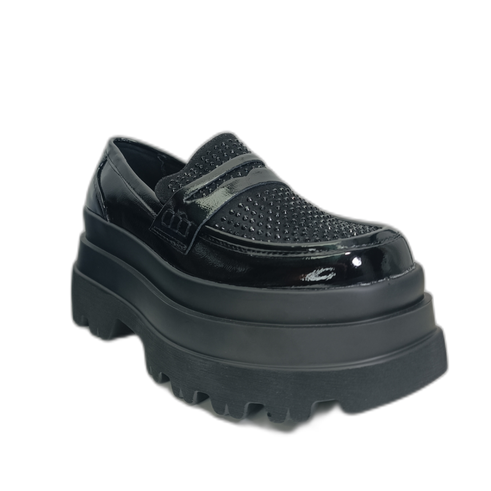 MOCASIN PLATAFORMA NEGRO CHAROL BRILLOS - 2