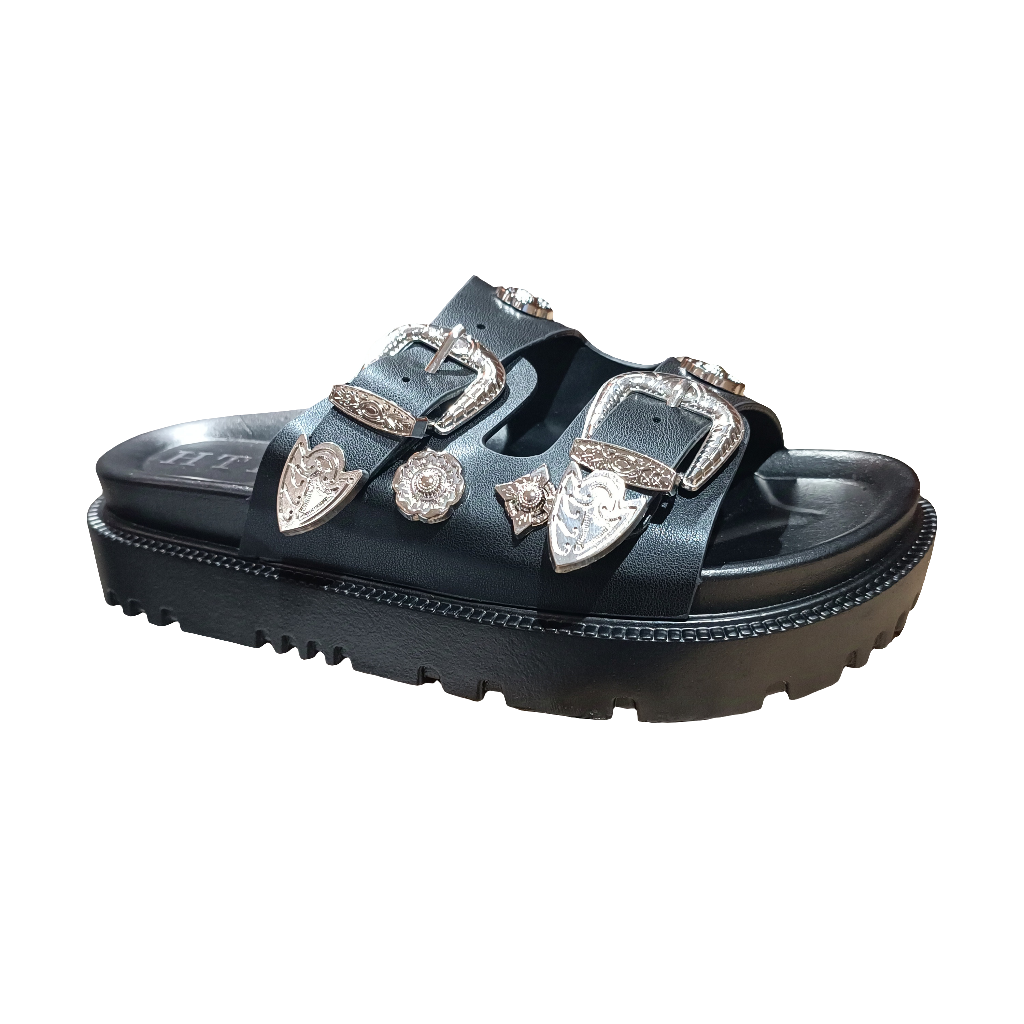 SANDALIA PLATAFORMA TOQUE REAL NEGRO - 1