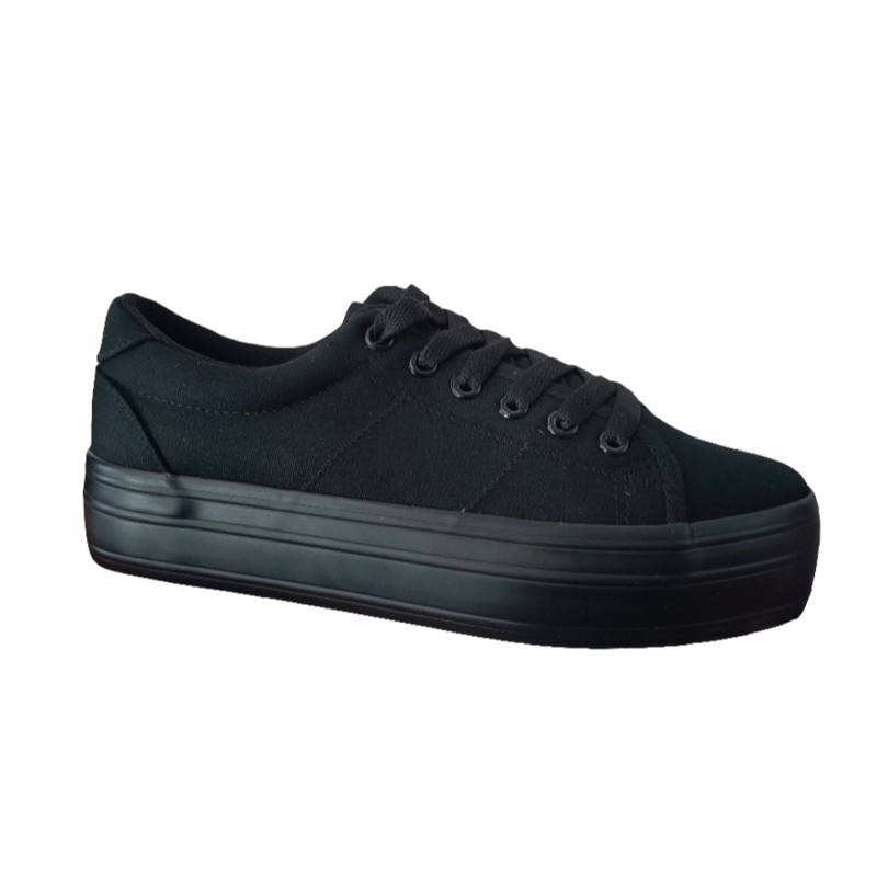 ZAPATILLA DE LONA MUJER NEGRO PLATAFORMA - 4