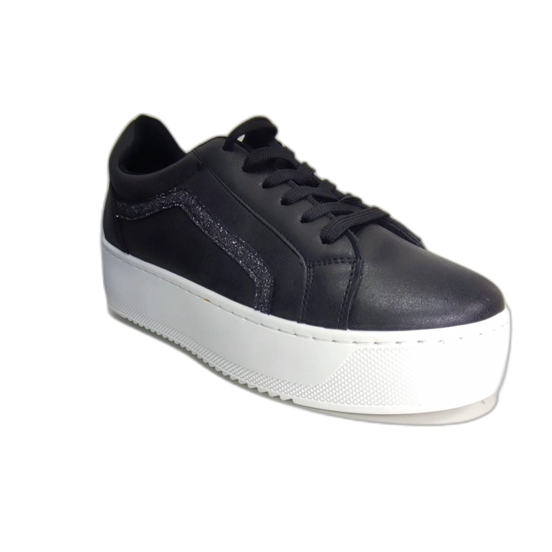 ZAPATILLA PLATAFORMA NEGRA SUELA BLANCA BRILLO - 3