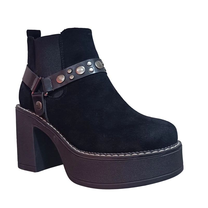 BOTIN MUJER PLATAFORMA MICROFIBRA NEGRO HEBILLA - 2