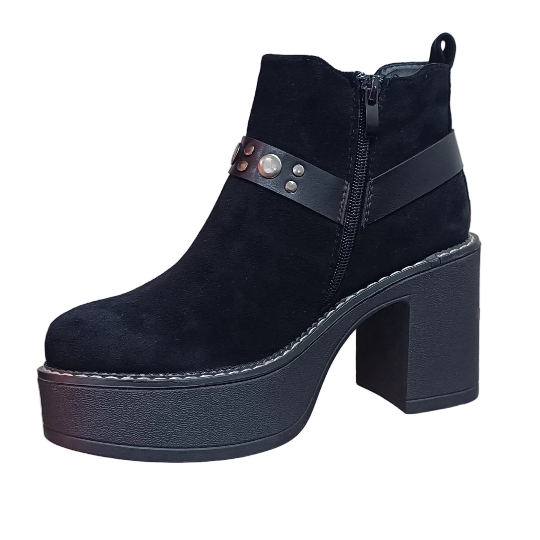 BOTIN MUJER PLATAFORMA MICROFIBRA NEGRO HEBILLA - 3