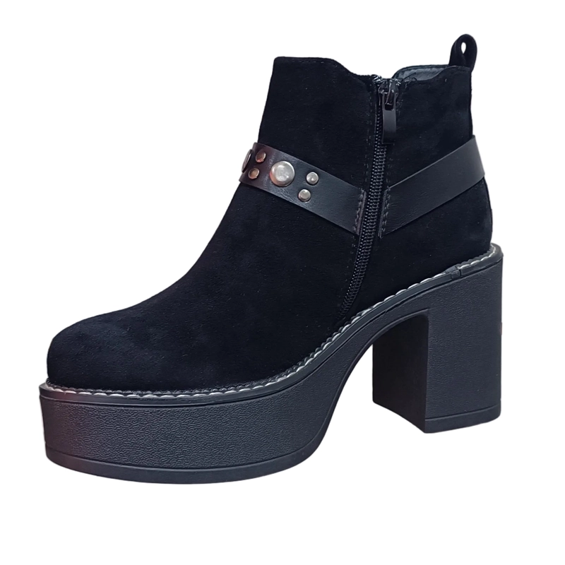 BOTIN MUJER PLATAFORMA MICROFIBRA NEGRO HEBILLA - 3