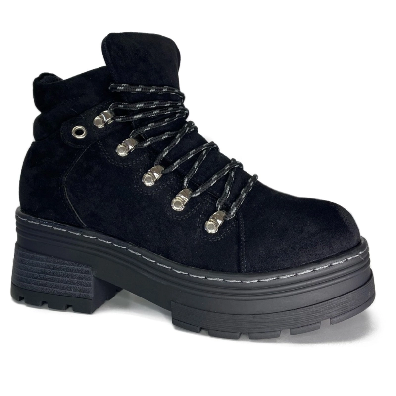 BOTIN NEGRO DE MICROFIBRA ROBUSTO CON PLATAFORMA - 3