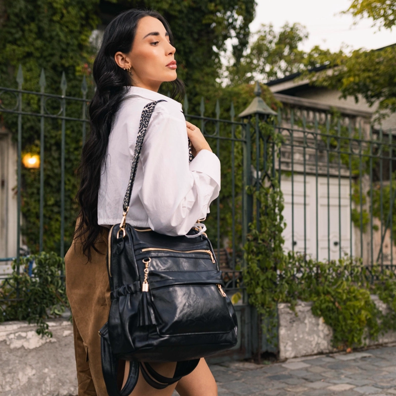 MOCHILA CARTERA MOVAC URBAN CHIC CUERO PU MUJER A LA MODA MULTIUSO - 6