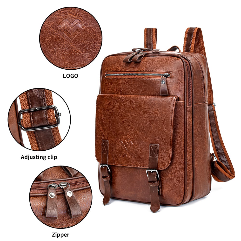 MOCHILA MOVAC ELITÉ DE CUERO PU ELEGANTE MULTIFUNCIONAL GRAN CAPACIDAD - 9