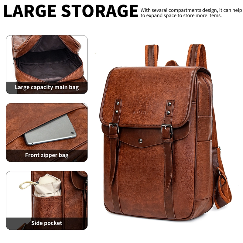 MOCHILA MOVAC SUPREME ELEGANTE DE CUERO PU IMPERMEABLE DE GRAN CAPACIDAD - 9