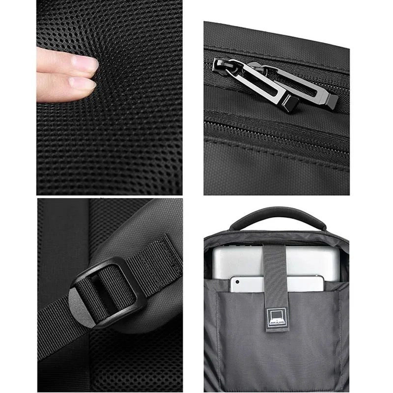 MOCHILA MOVAC ESSNECE ANTIRROBO IMPERMEABLE UNISEX GRAN CAPACIDAD PUERTO USB - 8