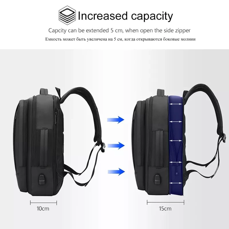 MOCHILA MOVAC ESSNECE ANTIRROBO IMPERMEABLE UNISEX GRAN CAPACIDAD PUERTO USB - 9