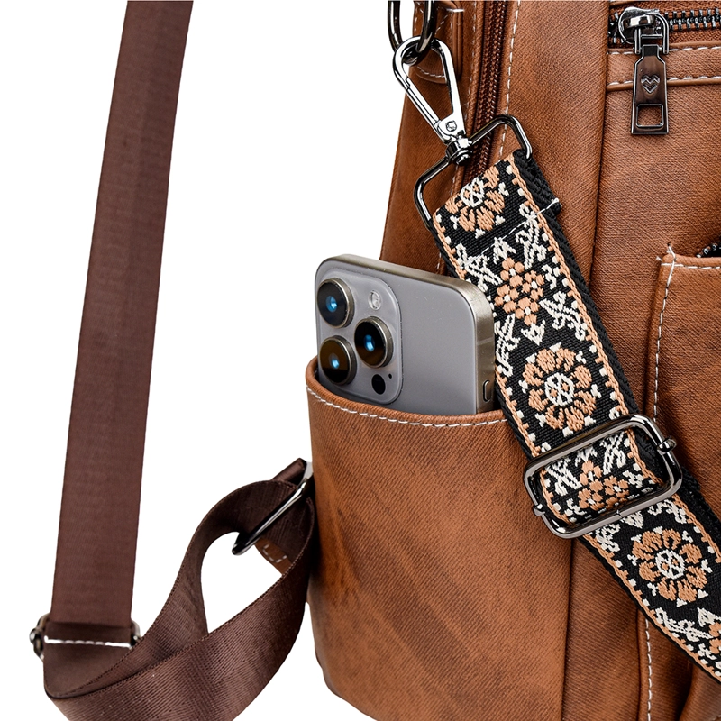 MOCHILA CARTERA MOVAC DUOSTYLE CUERO PU CON PRACTICO MONEDERO VERSÁTIL - 2