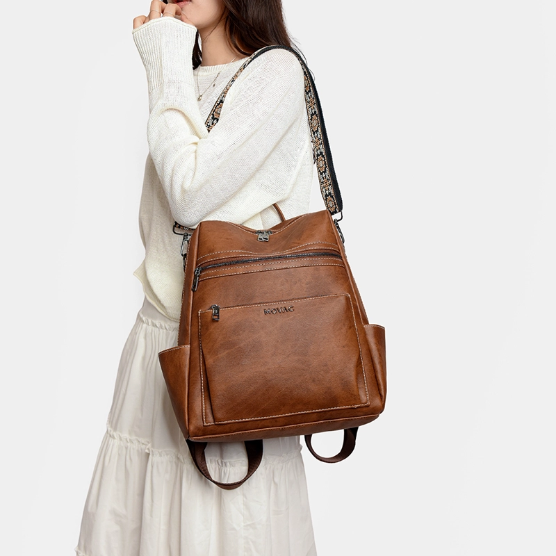 MOCHILA CARTERA MOVAC DUOSTYLE CUERO PU CON PRACTICO MONEDERO VERSÁTIL - 5