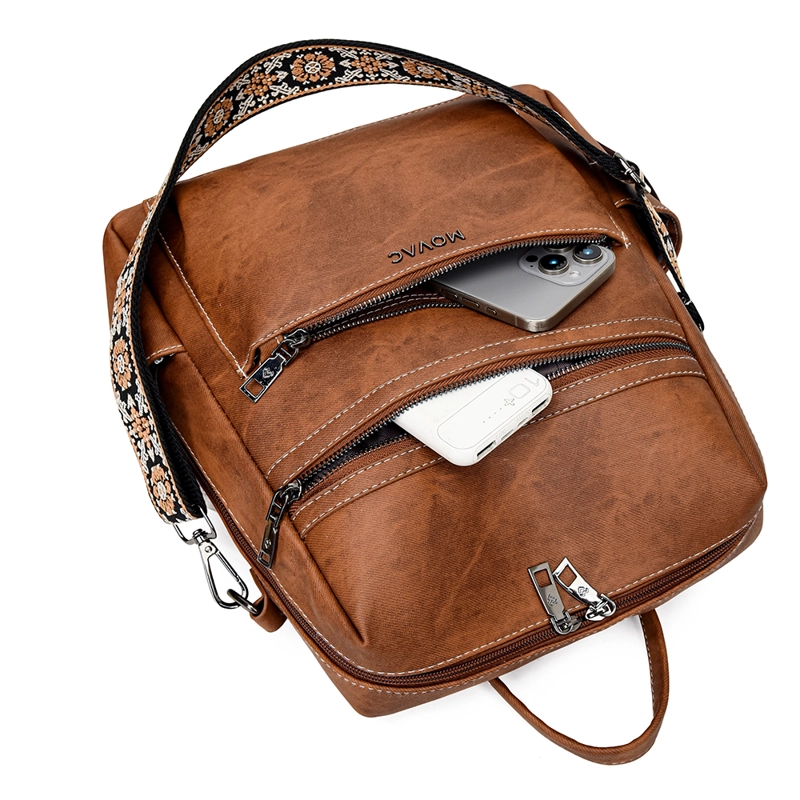 MOCHILA CARTERA MOVAC DUOSTYLE CUERO PU CON PRACTICO MONEDERO VERSÁTIL - 8