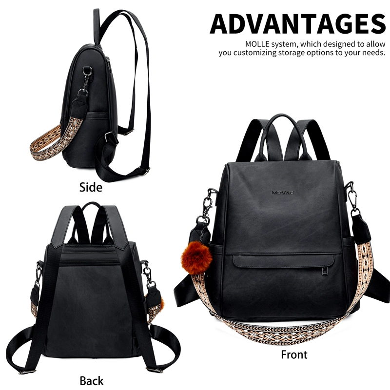 MOCHILA MOVAC ANTIRROBO CHIC PARA MUJER DE CUERO PU MULTIUSO - 2
