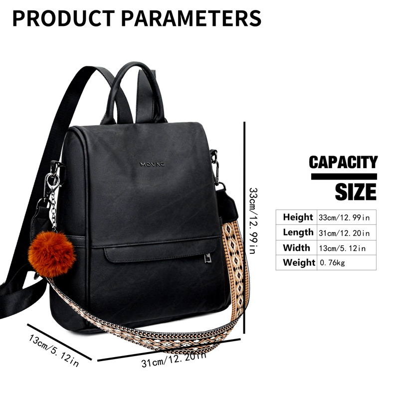 MOCHILA MOVAC ANTIRROBO CHIC PARA MUJER DE CUERO PU MULTIUSO - 3