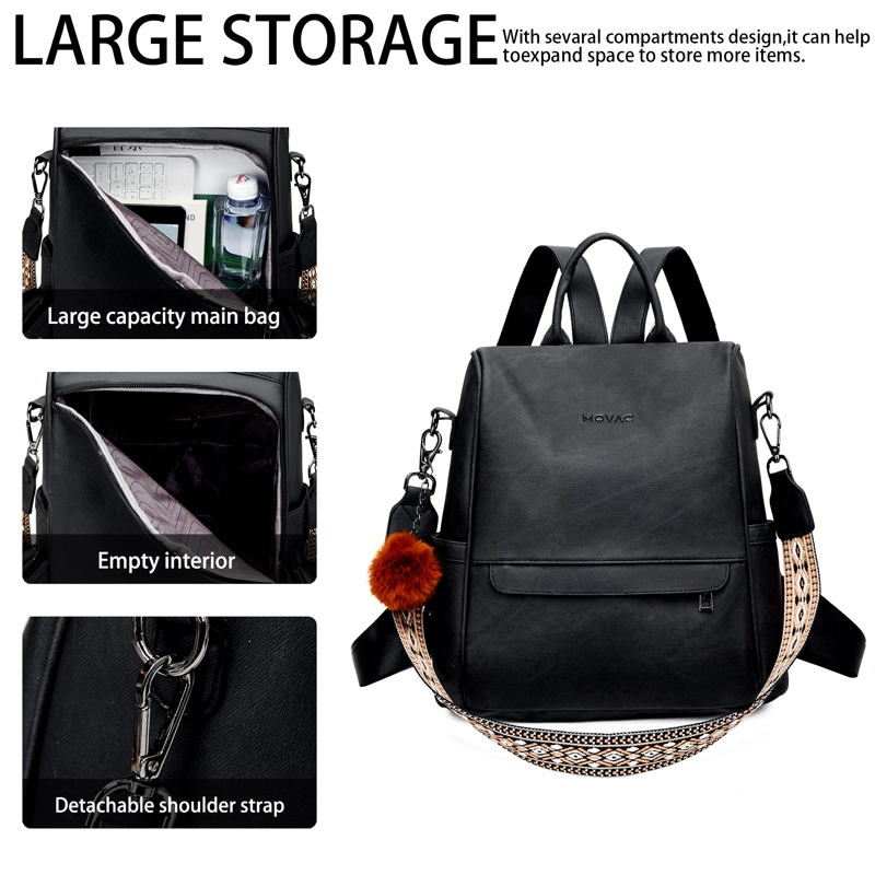 MOCHILA MOVAC ANTIRROBO CHIC PARA MUJER DE CUERO PU MULTIUSO - 11