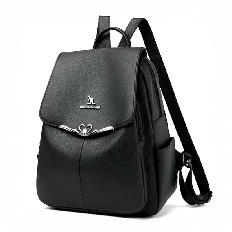 MOCHILA DE CUERO PU SUAVE JUVENIL IMPERMEABLE GRAN CAPACIDAD - 2