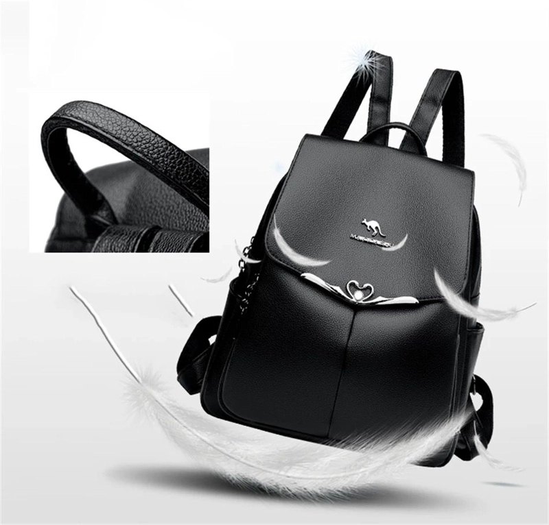 MOCHILA DE CUERO PU SUAVE JUVENIL IMPERMEABLE GRAN CAPACIDAD - 7