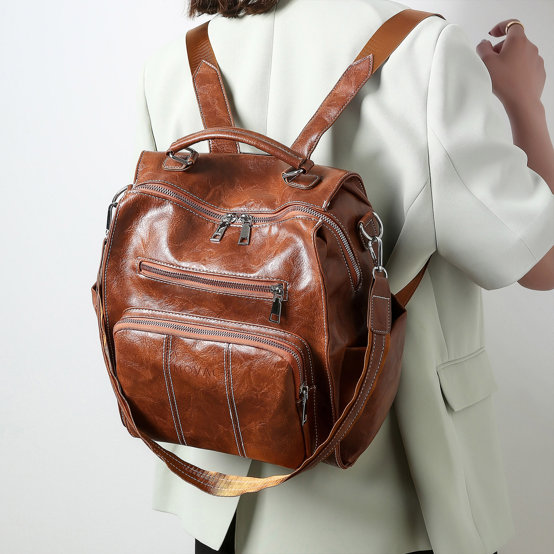 MOCHILA MOVAC TOKIO PARA MUJER CUERO PU URBANA VERSÁTIL - 10