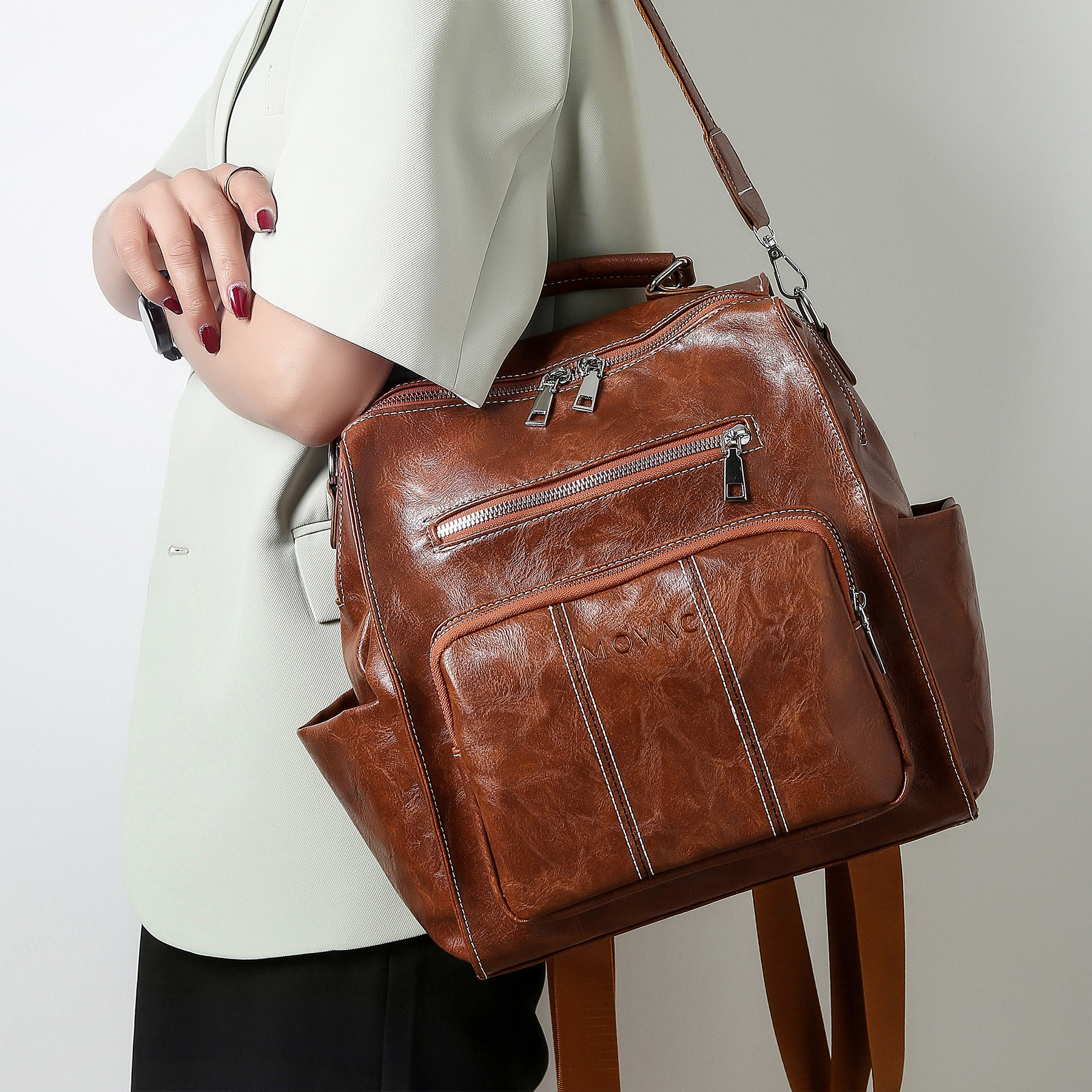 MOCHILA MOVAC TOKIO PARA MUJER CUERO PU URBANA VERSÁTIL - 11