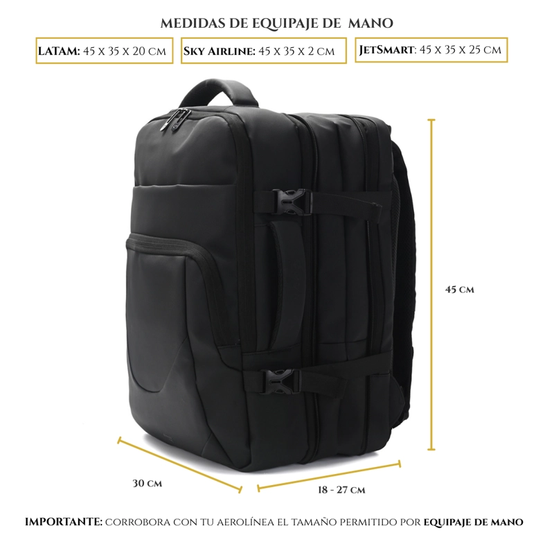 MOCHILA MALETA MOVAC CARRY ON DE VIAJE EXPANDIBLE 26L-36L IMPERMEABLE EQUIPAJE DE MANO - 7