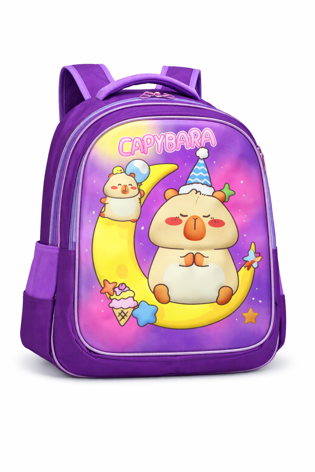 SET 3 PIEZAS MOCHILA INFANTIL ESCOLAR CAPIBARA CON LUCES + LONCHERA + ESTUCHE RESISTENTE Y COMODO - 3