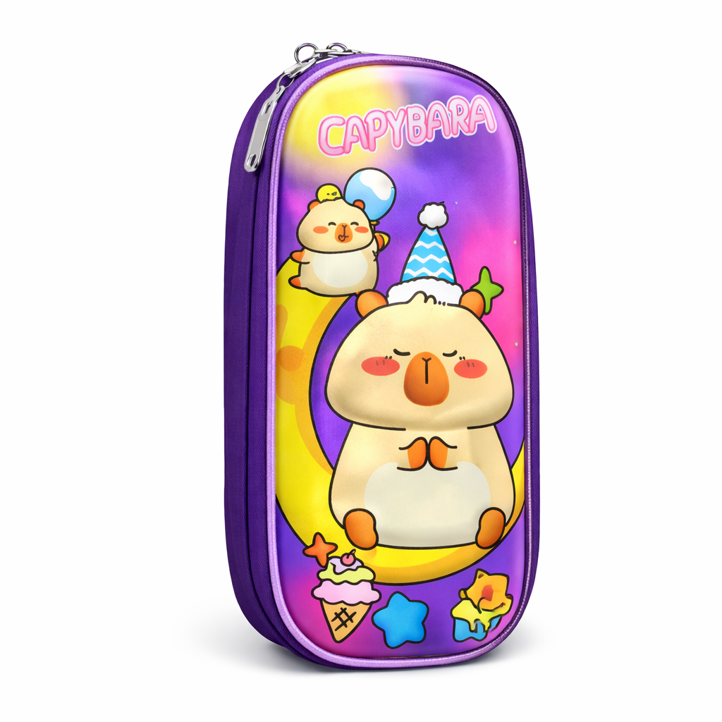 SET 3 PIEZAS MOCHILA INFANTIL ESCOLAR CAPIBARA CON LUCES + LONCHERA + ESTUCHE RESISTENTE Y COMODO - 5
