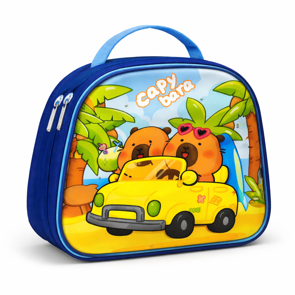 SET 3 PIEZAS MOCHILA INFANTIL ESCOLAR CAPIBARA CON LUCES + LONCHERA + ESTUCHE RESISTENTE Y COMODO - 5