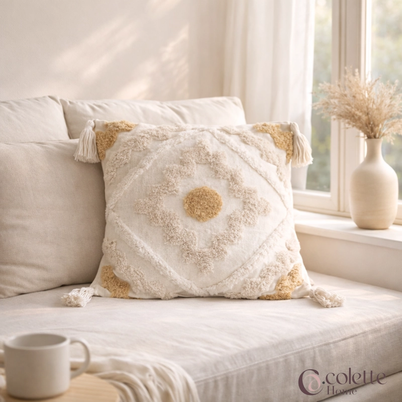FUNDA DE COJIN 45 X 45  BOHO CARAMEL - 2