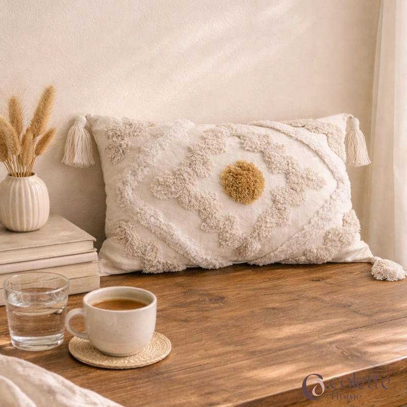 FUNDA DE COJIN 30 X 50 RECTANGULAR BOHO CARAMEL - 3