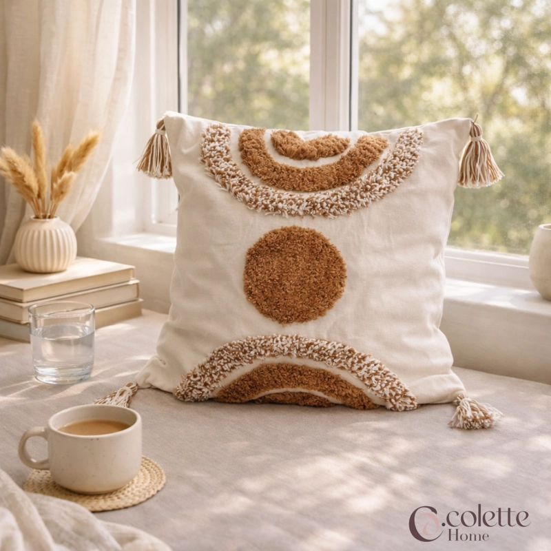 FUNDA DE COJIN 45 X 45 BOHO CORTEZA - 1