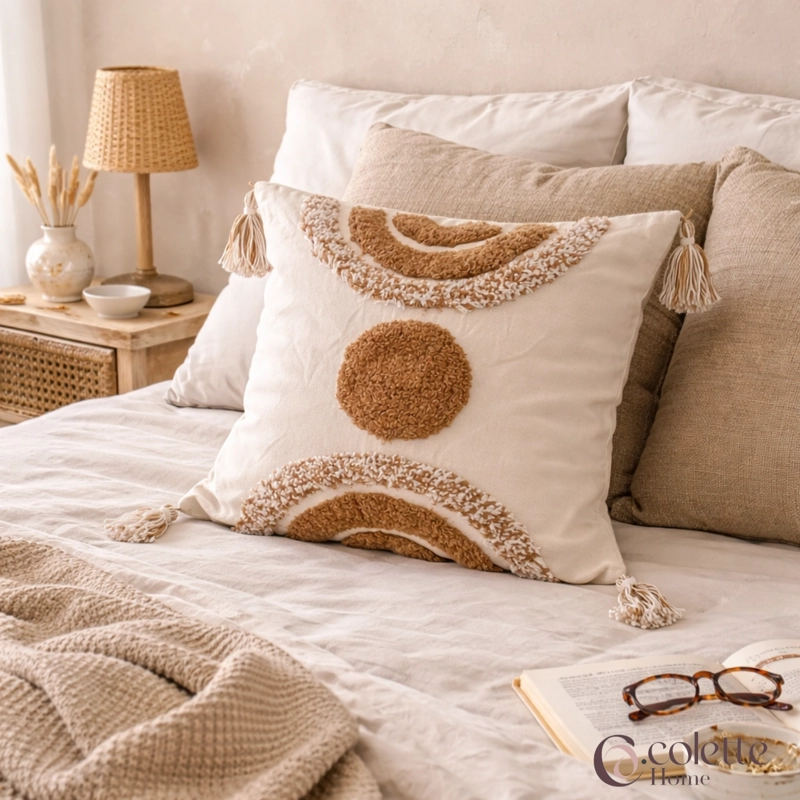 FUNDA DE COJIN 45 X 45 BOHO CORTEZA - 2