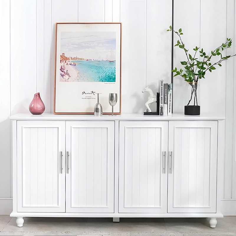 MUEBLE COMEDOR BUFFET APARADOR BLANCO DOBLE CON PUERTAS Y ESTANTES - 1