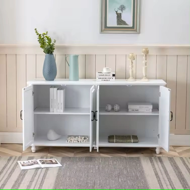 MUEBLE COMEDOR BUFFET APARADOR BLANCO DOBLE CON PUERTAS Y ESTANTES - 2