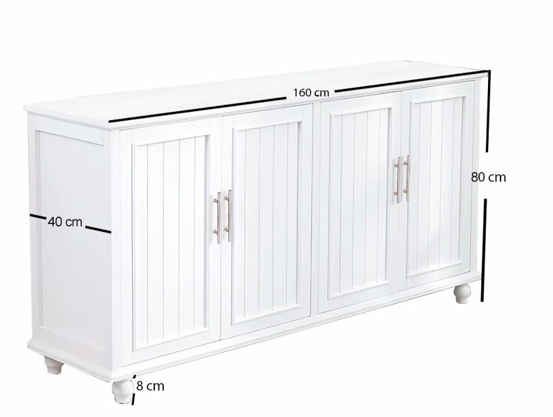 MUEBLE COMEDOR BUFFET APARADOR BLANCO DOBLE CON PUERTAS Y ESTANTES - 4