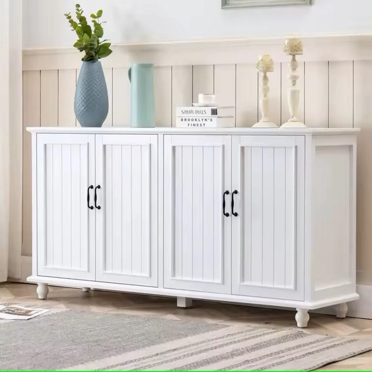 MUEBLE COMEDOR BUFFET APARADOR BLANCO DOBLE CON PUERTAS Y ESTANTES - 5