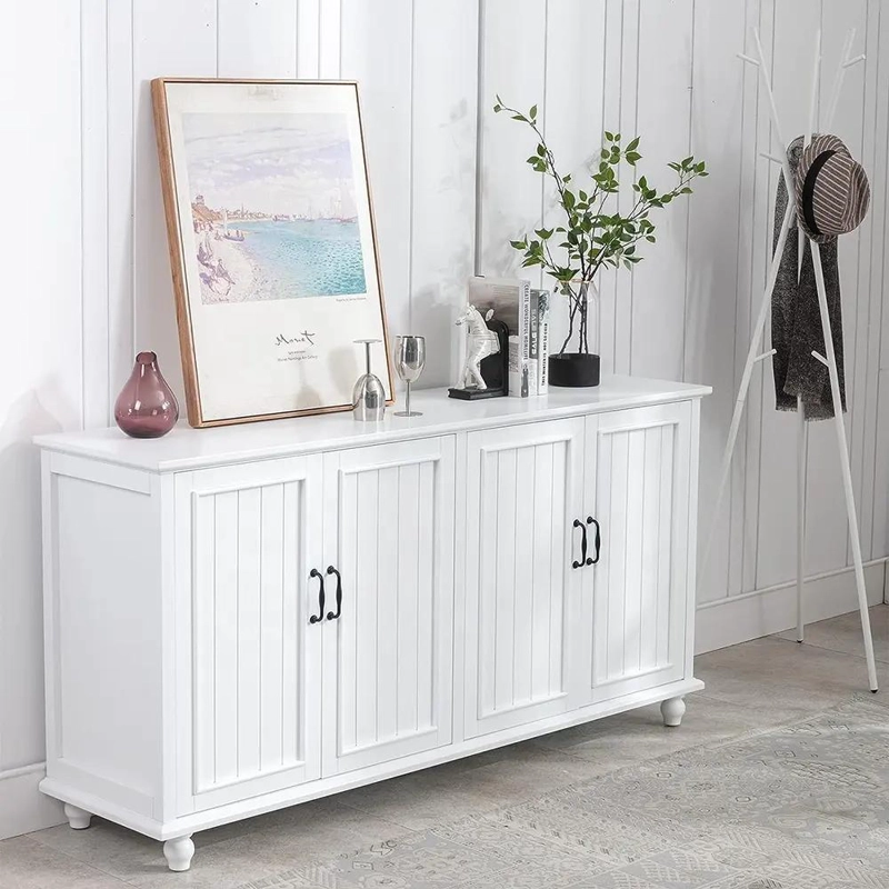 MUEBLE COMEDOR BUFFET APARADOR BLANCO DOBLE CON PUERTAS Y ESTANTES - 6