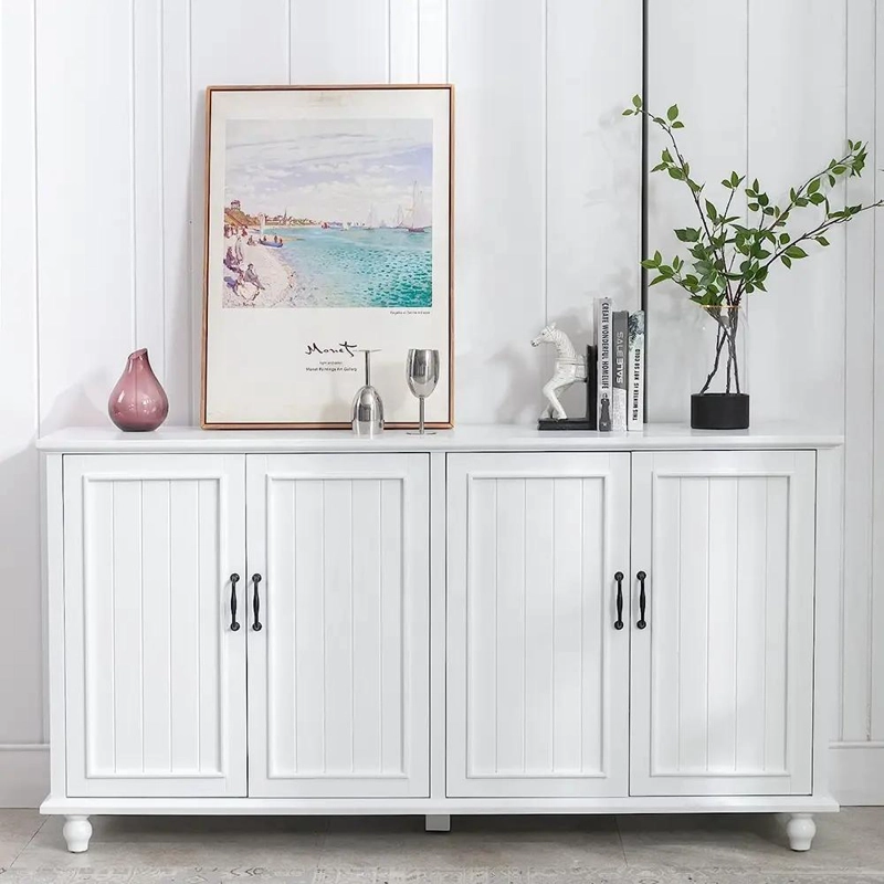 MUEBLE COMEDOR BUFFET APARADOR BLANCO DOBLE CON PUERTAS Y ESTANTES - 7