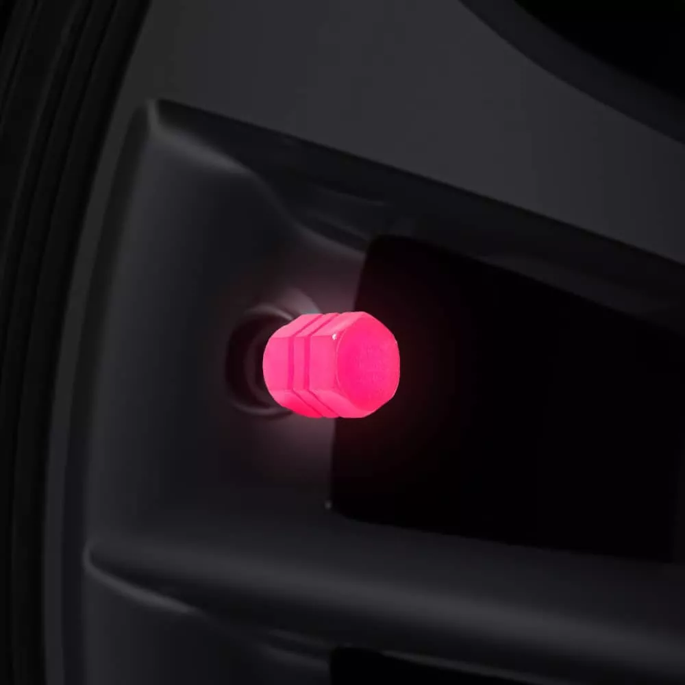 X4 TAPA VÁLVULA VÁSTAGO AUTO BICICLETA FLUORESCENT ROSA PINK - 2